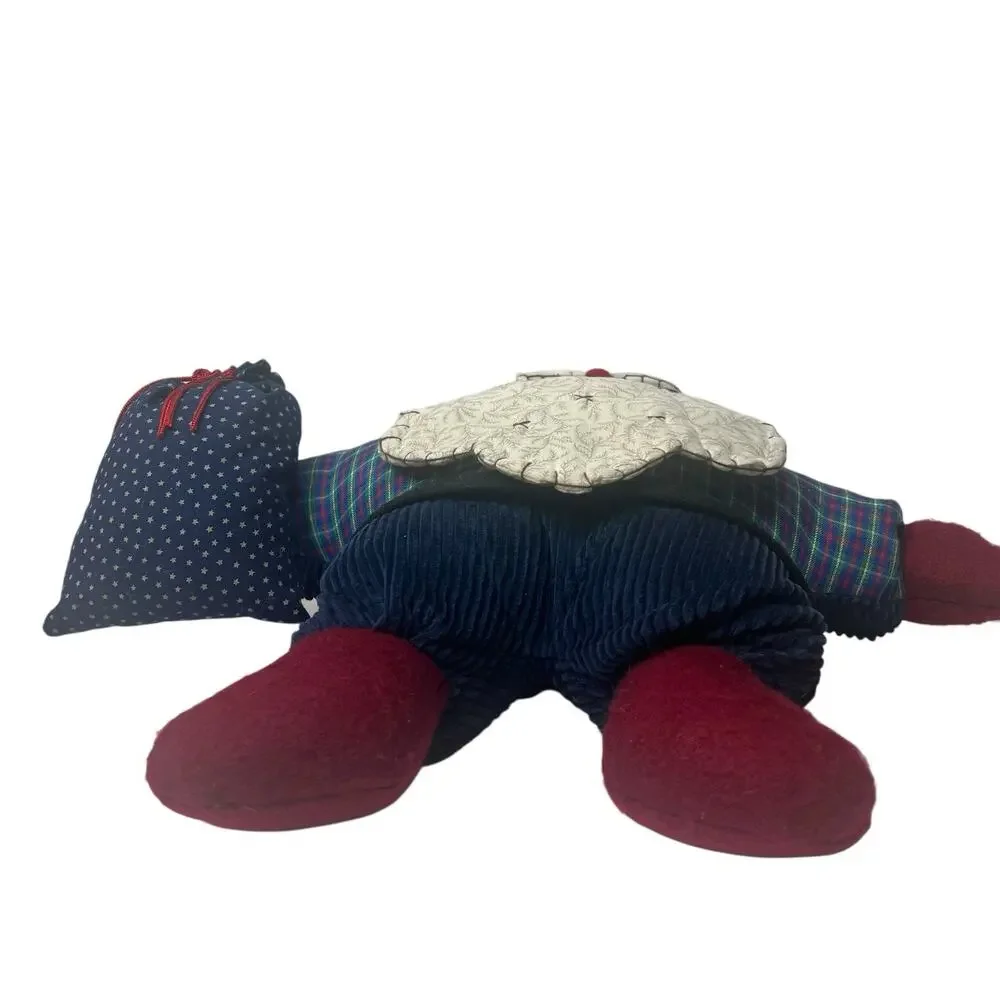 Vtg Handmade Quilted‎ Santa Pillow Embroidered Country Christmas Decor Folk Art